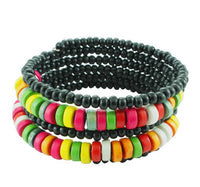 Load image into Gallery viewer, Holzarmreif schwarz bunt Armreif Holzarmband Armband Holz Spirale auf Draht Damen Holzperlen
