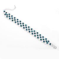 Load image into Gallery viewer, Glitzer Zirkonia Armband türkis dreilagig Brass Silber verstellbar Damen Armbänder
