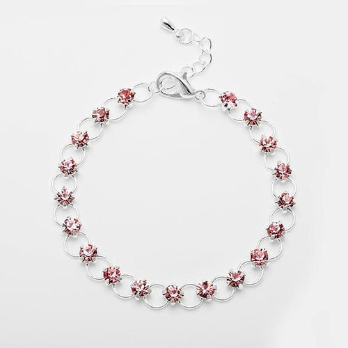 Glitzer Zirkonia Armband rosa Ringchen Brass Silber verstellbar Damen Armbänder