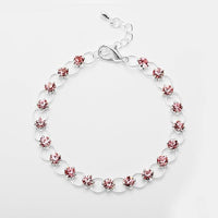 Load image into Gallery viewer, Glitzer Zirkonia Armband rosa Ringchen Brass Silber verstellbar Damen Armbänder
