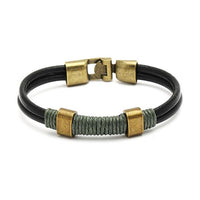 Cargar imagen en el visor de la galería, Lederarmbänder rund Bänder Schnur Brass Armband Leder Haken Verschluss unisex nickelfrei
