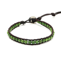 Load image into Gallery viewer, Das Lederarmband &quot;Lederarmbänder Achat gefärbt Perlen bunt Armband Leder verstellbar unisex&quot; besteht aus dunkelbraunen Lederschnüren, bunten Achatperlen und einem verstellbaren Metall-Knopfverschluss.
