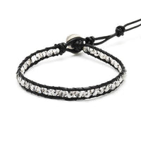 Load image into Gallery viewer, Glitzer Lederarmbänder Glaskristall Perlen facettiert bunt Armband Leder verstellbar unisex
