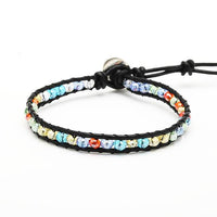 Load image into Gallery viewer, Glitzer Lederarmbänder Glaskristall Perlen facettiert bunt Armband Leder verstellbar unisex
