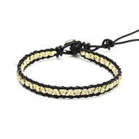 Load image into Gallery viewer, Glitzer Lederarmbänder Glaskristall Perlen facettiert bunt Armband Leder verstellbar unisex
