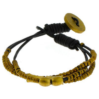 Cargar imagen en el visor de la galería, Messing Armband golden dreilagig Leder nickelfrei Knopf Perlen antik Tribal Brass Freundschaftsband
