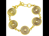 Cargar imagen en el visor de la galería, Messing Brass Armband golden Spiralen nickelfrei 18-20 cm verstellbar antik Tribal Schmuck Armkette
