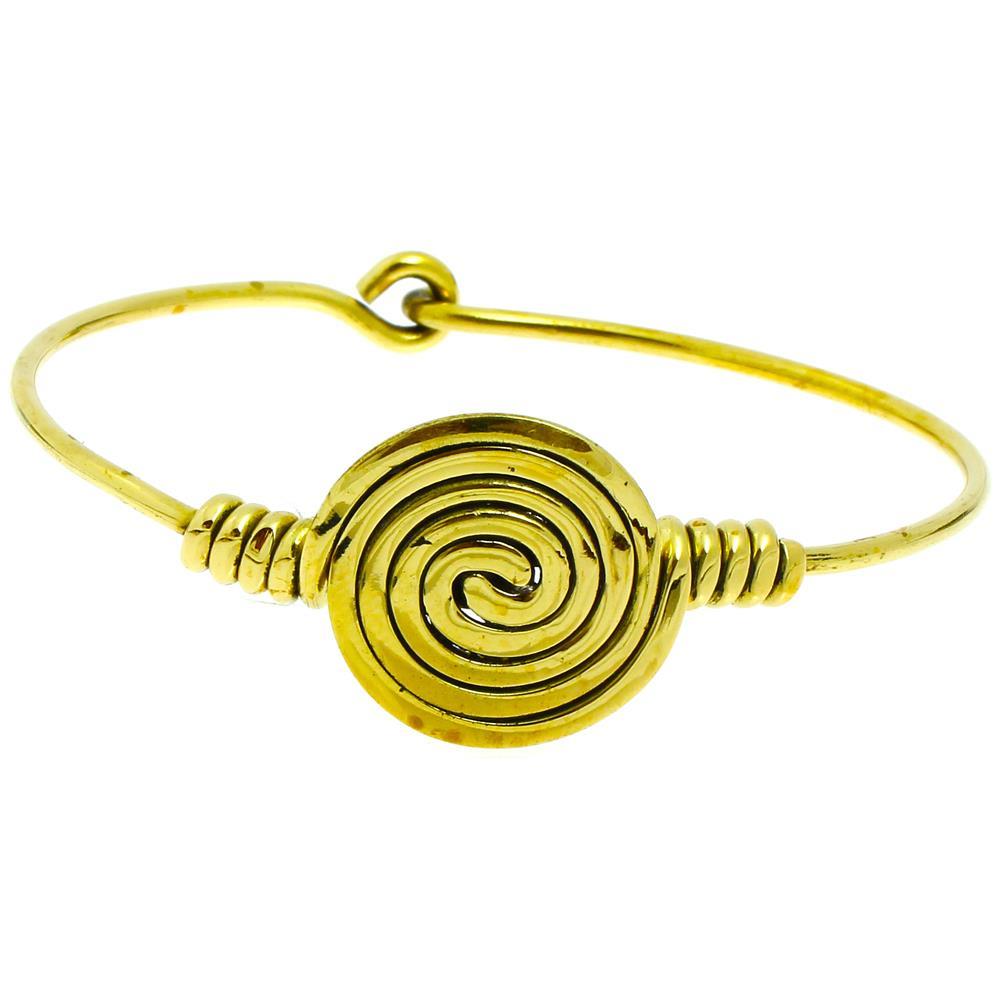 Messing Brass Armreif golden Spirale gewunden dünn Haken nickelfrei antik Tribal Schmuck