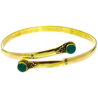 Cargar imagen en el visor de la galería, Messing Oberarmreif Armreif gold Jade rund Seil Spiralbogen nickelfrei verstellbar Tribal Oberarm
