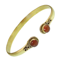 Cargar imagen en el visor de la galería, Messing Armreif golden Karneol rund acht Zopfrand nickelfrei verstellbar antik Tribal Schmuck
