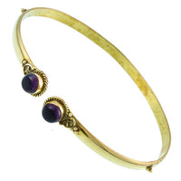 Load image into Gallery viewer, Brass Oberarmreif Punkte gold Amethyst rund Seil Spiralbogen nickelfrei verstellbar Tribal Armreif

