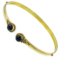 Load image into Gallery viewer, Brass Oberarmreif Punkte gold Onyx rund Seil Spiralbogen nickelfrei verstellbar Tribal Armreif
