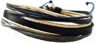 Load image into Gallery viewer, Lederarmband Schnüre schwarz grün beige verstellbar Armband Leder breit unisex nickelfrei

