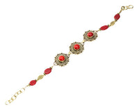 Load image into Gallery viewer, Messing Armband golden Herzen Blumen Jaspis Blatt rund 18-20,5 cm oval
