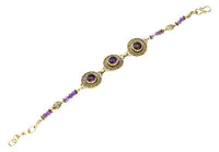 Load image into Gallery viewer, Messing Armband golden rund Seil Spiralen oval Amethyst 17,5-20 cm Perlen
