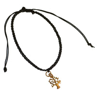 Load image into Gallery viewer, Armband geflochten verstellbar schwarz Messing Anhänger golden Baum des Lebens
