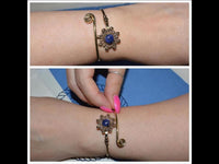 Load image into Gallery viewer, Messing Armreif antik Lapis gold Partikel Kugeln Blume verstellbar antik Tribal Schmuck
