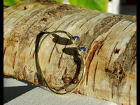 Cargar imagen en el visor de la galería, Messing Brass Armreif golden oval Seilmuster Lapis nickelfrei verstellbar antik Tribal Schmuck
