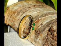 Cargar imagen en el visor de la galería, Messing Armreif golden Jade grün Spirale Tropfen Flechtrand nickelfrei verstellbar antik Tribal
