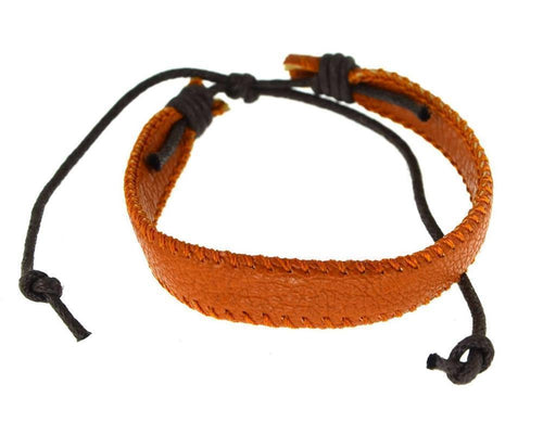 Lederarmband 10mm breit Naht Baumwolle verstellbar