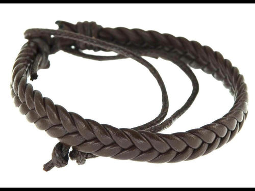 Leder Armband Fischgrätenzopf geflochten verstellbar