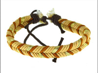 Load image into Gallery viewer, Leder Armband Fischgrätenzopf geflochten verstellbar
