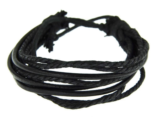 Leder Armband schwarz braun Schnüre verstellbar