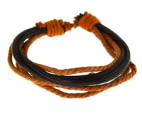 Load image into Gallery viewer, Leder Armband schwarz braun Schnüre verstellbar
