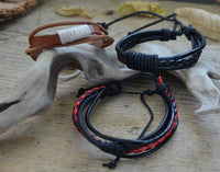 Load image into Gallery viewer, Leder Armband mehrreihig geflochten umwickelt verstellbar
