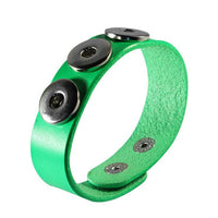 Load image into Gallery viewer, Lederarmband neon grün Buttons für Chunks Leder Schmuck Druckknöpfe Armbänder
