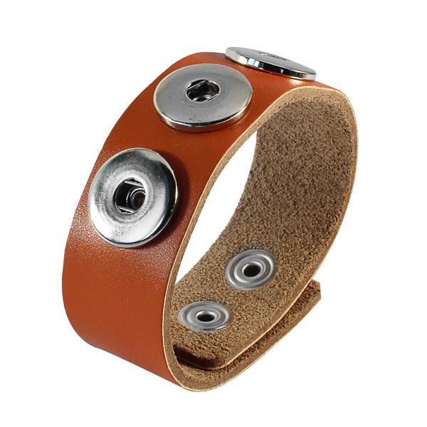 Lederarmband hellbraun Buttons für Chunks Leder Schmuck Druckknöpfe Armbänder