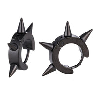 Cargar imagen en el visor de la galería, Edelstahl Creolen Ohrring schwarz zacken Nieten Klippverschluss
