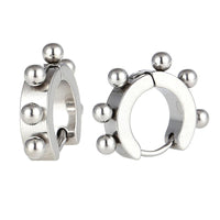 Cargar imagen en el visor de la galería, Edelstahl Creolen Ohrring silber Farben Kugeln Klippverschluss
