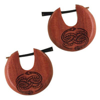 Load image into Gallery viewer, Holz Pin Creolen Sawoholz Horn-Pin 23 mm rund dunkle Gravur Motiv unisex
