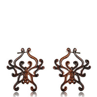 Load image into Gallery viewer, Holz Pin Creolen Narraholz Horn-Pin dunkelbraun gemasert handgefertigt groß
