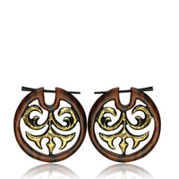 Load image into Gallery viewer, Holz Pin Creolen Narraholz Horn-Pin silbern golden bemalt handgefertigt
