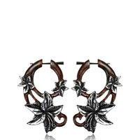 Load image into Gallery viewer, Holz Pin Creolen Narraholz Horn-Pin silbern golden bemalt handgefertigt
