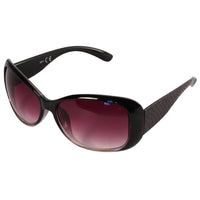 Load image into Gallery viewer, Die Sonnenbrille Damen Brille Schlangenhaut Animal Design glänzend getönt 400 UV hat dunkellila Gläser, UV-Schutz 400 und strukturierte Bügel im Schlangenhautmuster auf weißem Hintergrund.
