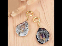 Cargar imagen en el visor de la galería, Ohrgewicht Piercing Hook Edelstahl Stein gold lila
