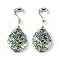 Load image into Gallery viewer, Ohrgewicht Piercing Hook Edelstahl Paua silber Baum
