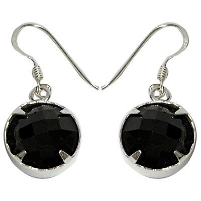 Silberohrringe aus 925er Sterling Silber mit einem Onyx Onyxschmuck rund geschliffen