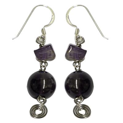 Amethyst earrings with hooks made of 925 sterling silver