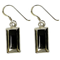 Load image into Gallery viewer, Silberohrringe, Schwarz und Silber, aus Onyx, rechteckig, 925er Sterlingsilber-Bügel, 16x8mmØ
