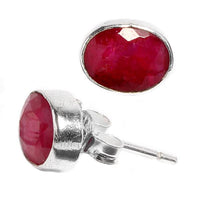 Load image into Gallery viewer, Silberohrstecker Rubin oval 10 mm Ohrringe Ohrstecker Damen Ohrring Stecker 925er Sterling Silber
