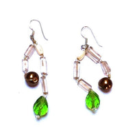 Cargar imagen en el visor de la galería, Damen Ohrringe Ohrhänger 925er Sterling Silber Perlen grün braun weiß

