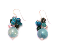 Cargar imagen en el visor de la galería, Damen Ohrringe Ohrhänger 925er Sterling Silber Perlen Steine türkis
