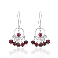 Load image into Gallery viewer, Ohrhänger Stein Perle dunkelrot 925er Sterling Silber Katzenauge Ring Creolen
