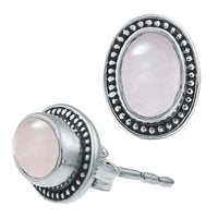 Load image into Gallery viewer, Ohrstecker weiß Mondstein oval, silber Rand Zopfmuster Rand Ohrringe 925er Sterlingsilber
