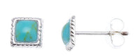 Load image into Gallery viewer, Ohrstecker Türkis Quadrat 6 mm Seilrand 925er Sterlingsilber Stein unisex
