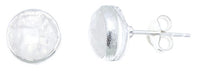 Load image into Gallery viewer, Ohrstecker Mondstein rund 8 mm Rand 925er Sterlingsilber gebürstet facettiert weiß

